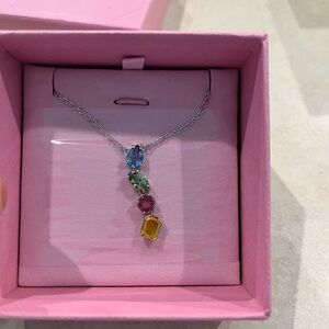 Multicolor Gemstone Drop Necklace - Women Jewelry